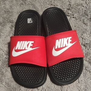 Nike Red and Black Slide Sandals